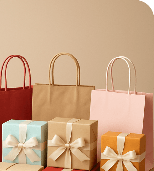 plenty gift boxes and shopping bags