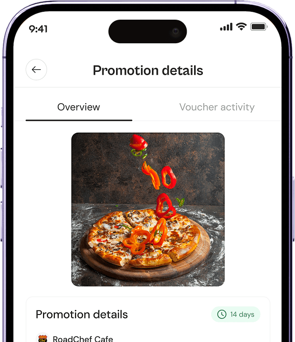 mobile device showing promotion details overview