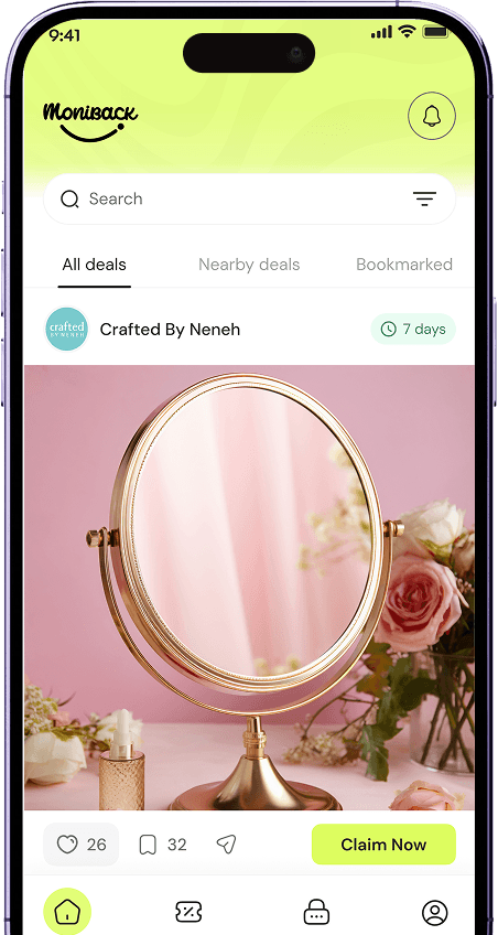 mobile device showing Moniback deals