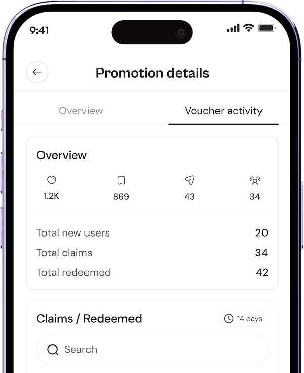 mobile device showing promotion details voucher activity