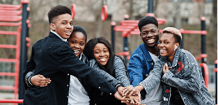 happy black people having fun together