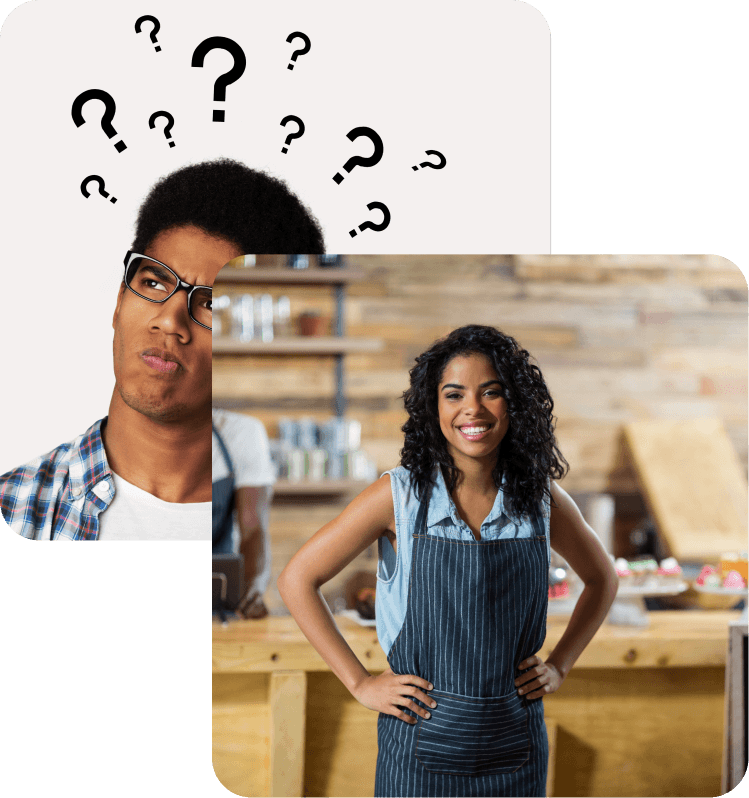 man-thinking and a woman standing